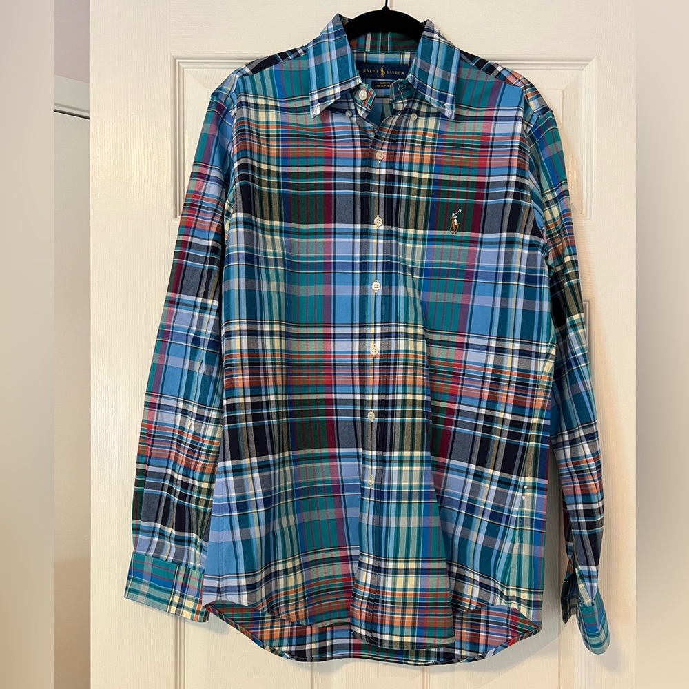 Ralph Lauren Men’s Slim Fit Stretch Plaid Oxford Shirt